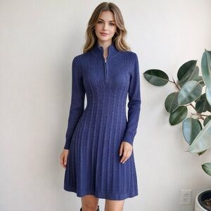 Tommy Bahama Cable Knit 1/4 Zip Sweater Dress